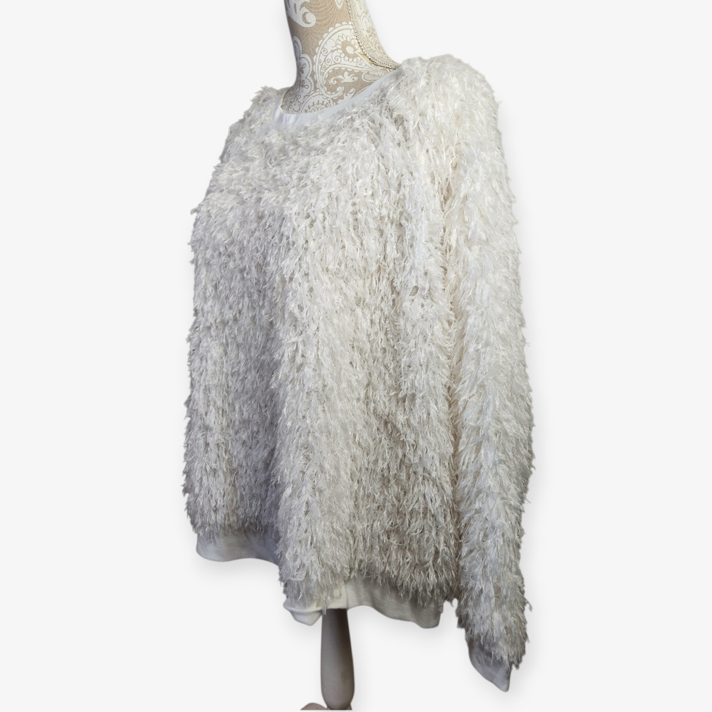 EST 1946 CATO White Faux Fur Fuzzy Eyelash Knit Pullover Sweater 18/20W